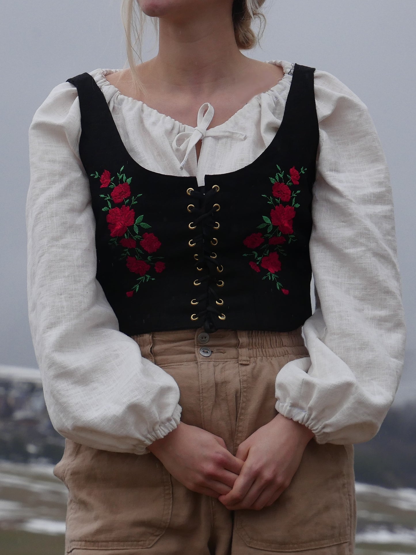 Linen Embroidered Vest