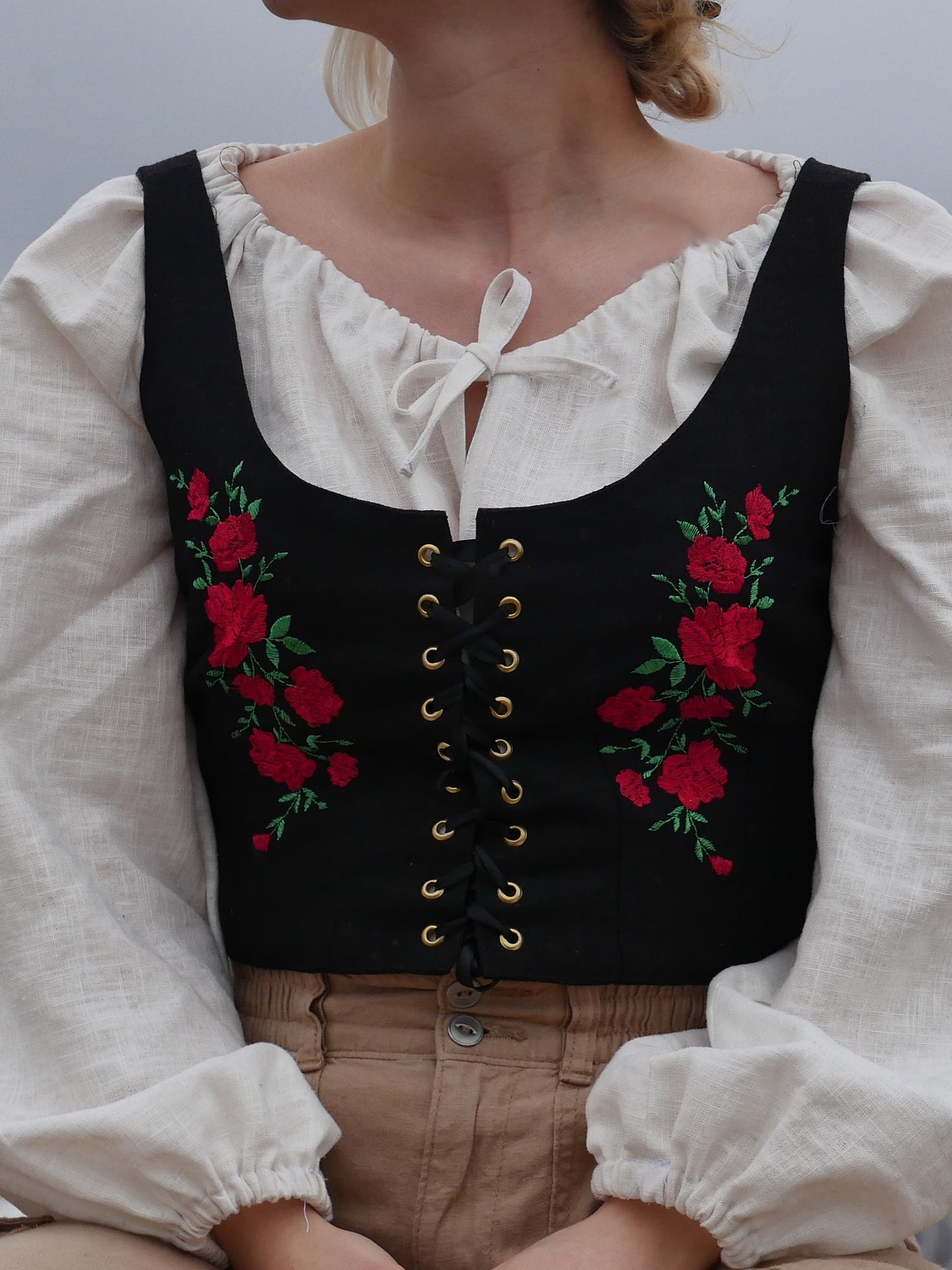 Linen Embroidered Vest