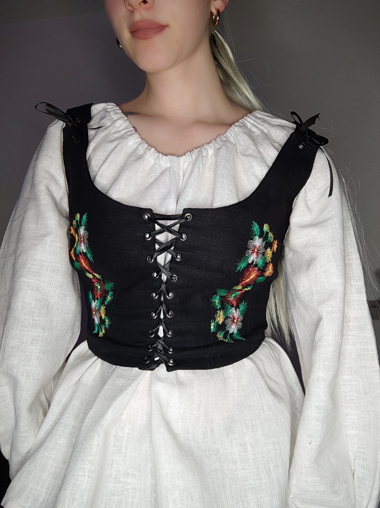 Folk Vest Embroidered Flowers