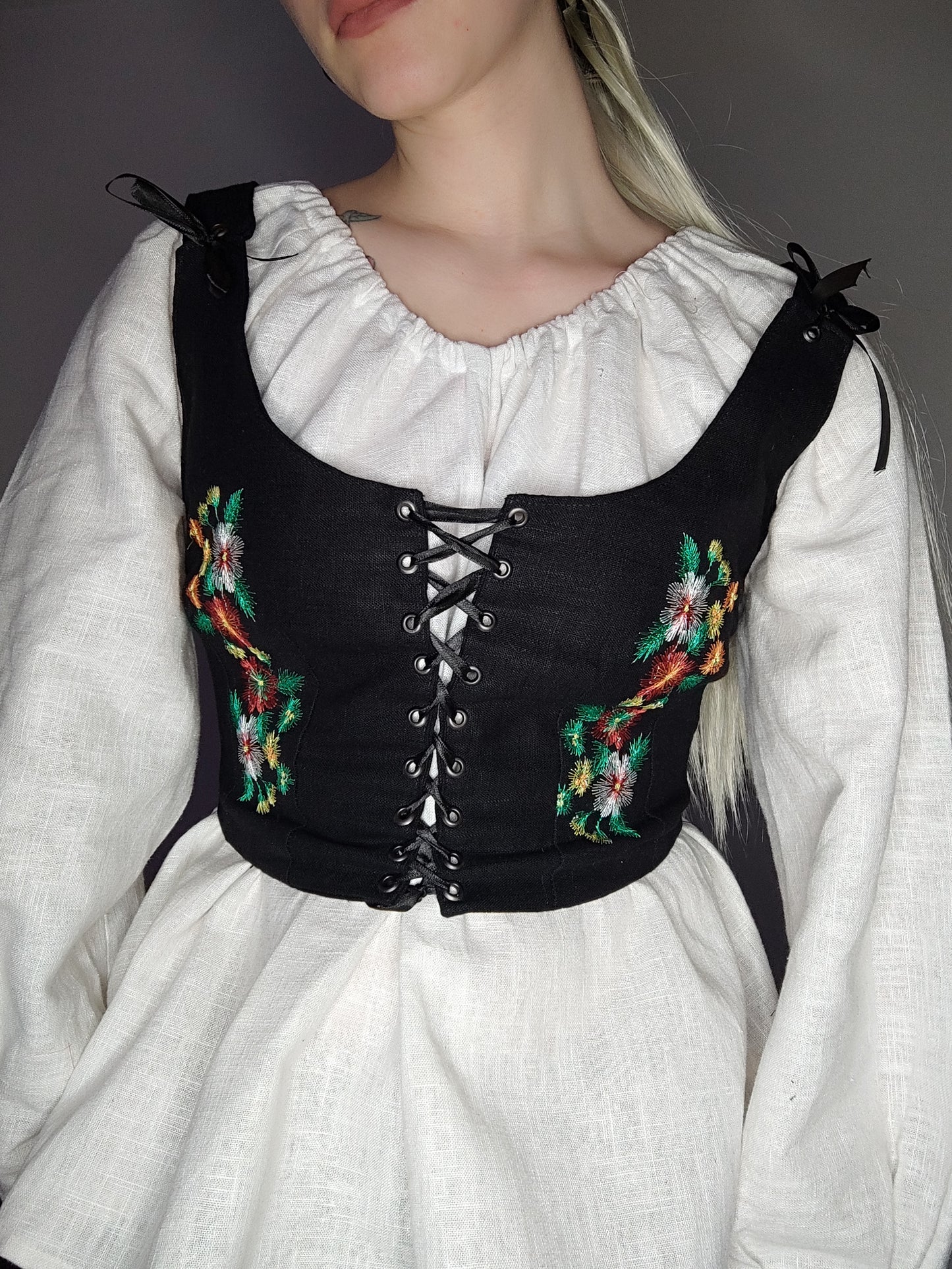 Folk Vest Embroidered Flowers