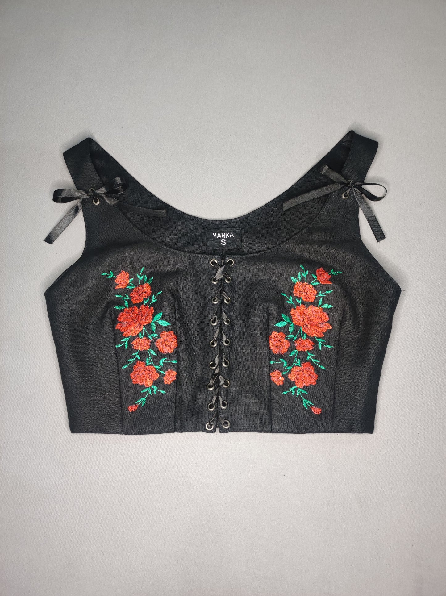 Embroidered Folk Vest Roses